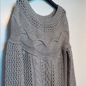 Liu Jo Gray Off-the-Shoulder Sweater with Chunky Knit